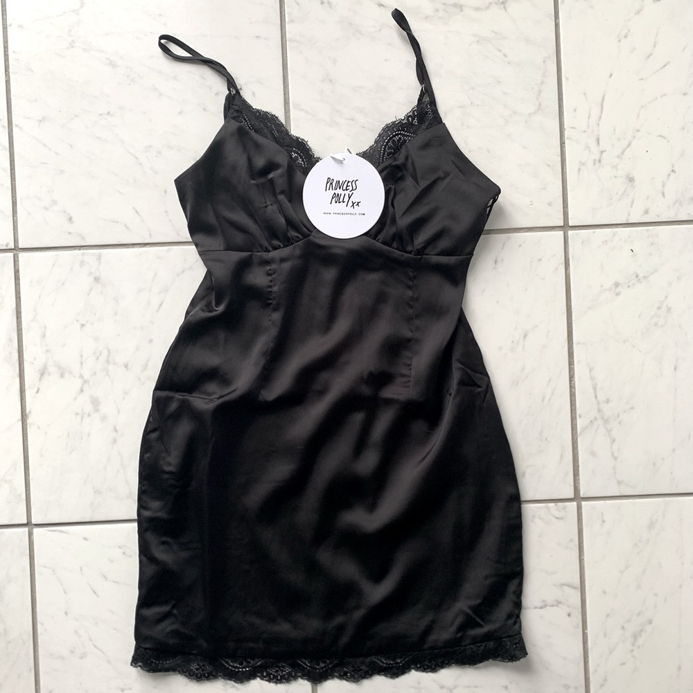 black lace mini dress